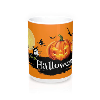 Halloween Pumpkin Ghosts Full Moon Bats Coffee Mug 15oz - Let's Print Big