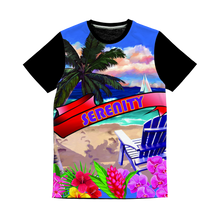 Serenity Beach Banner Design Classic Sublimation Panel T-Shirt