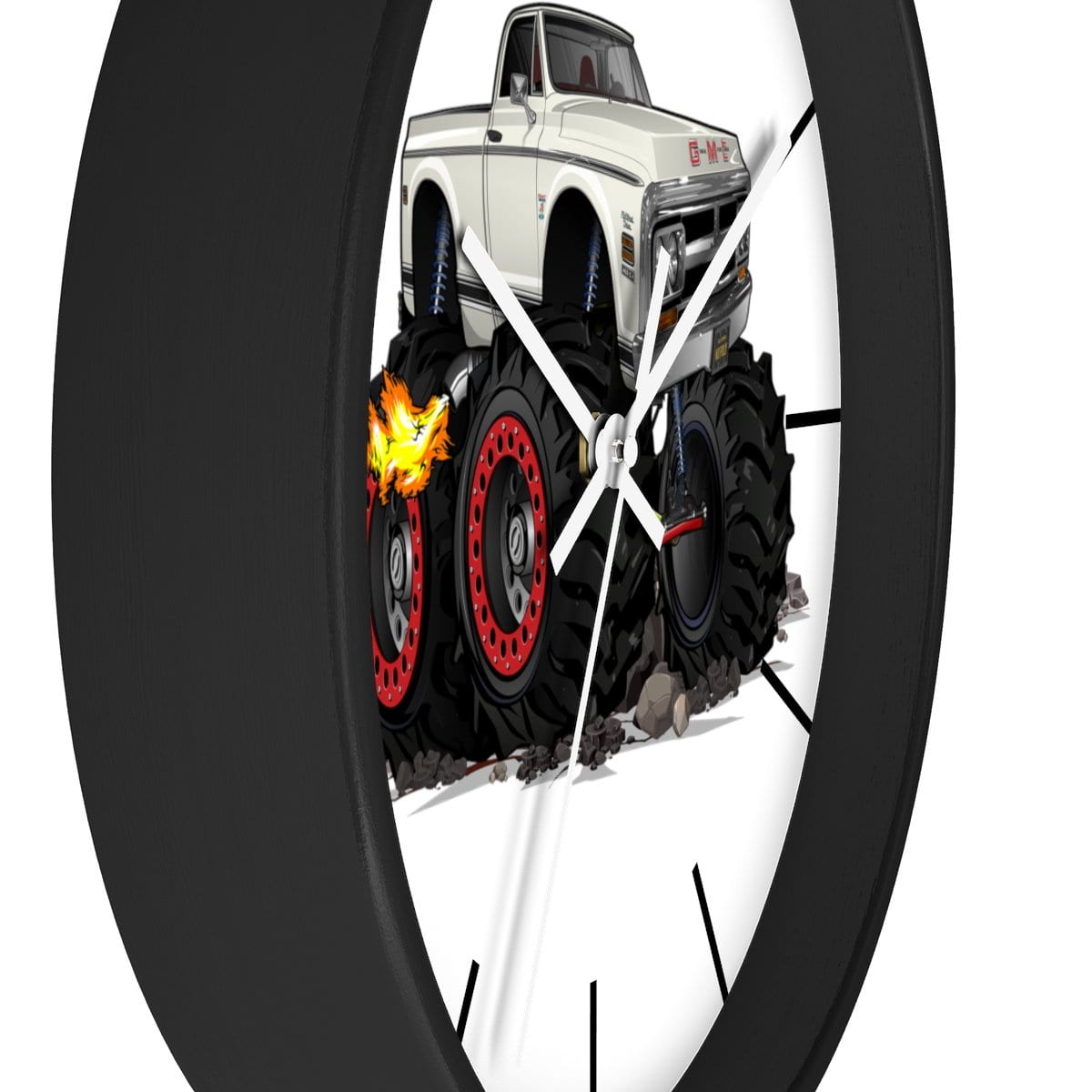 1972 GMC 4X4 Pickup Monster Truck with Rocks Car Art Wall clock