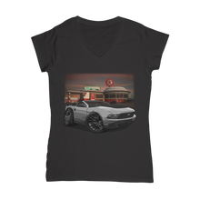 Convertible Mustang Gas Station 2 Classic Women's V-Neck T-Shirt