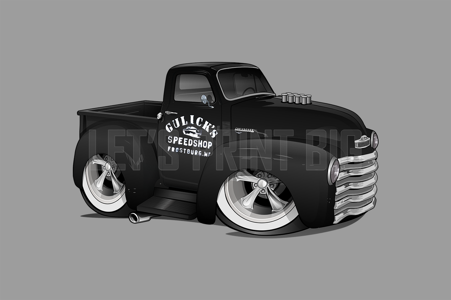 Car Art 1949 Pickup Truck Hot Rod Cartoon Wall Decal PROOF