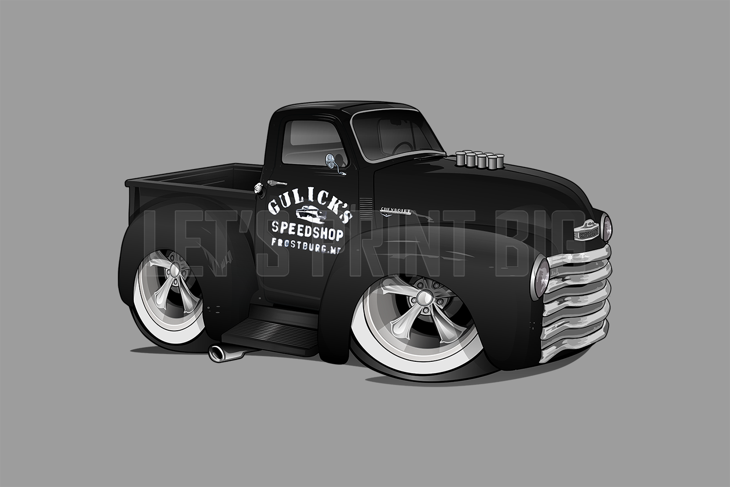 Car Art 1949 Pickup Truck Hot Rod Cartoon Wall Decal PROOF