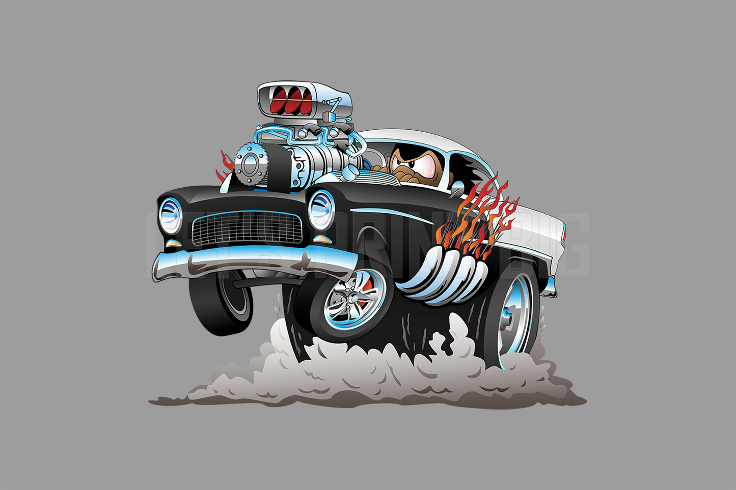 Car Art 1955 Bel Air Cartoon Hotrod 1 Wall Decal