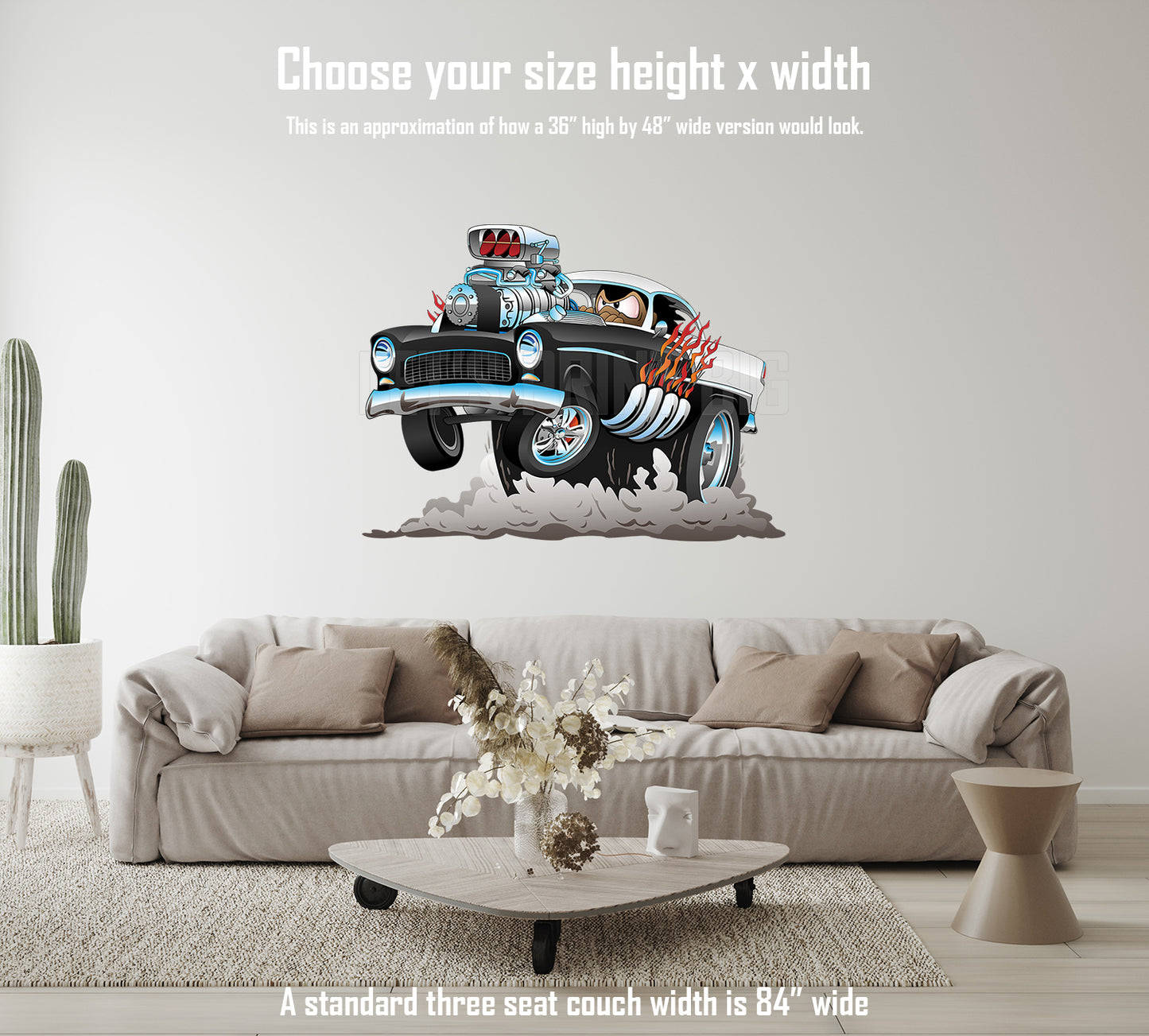 Car Art 1955 Bel Air Cartoon Hotrod 1 Wall Decal