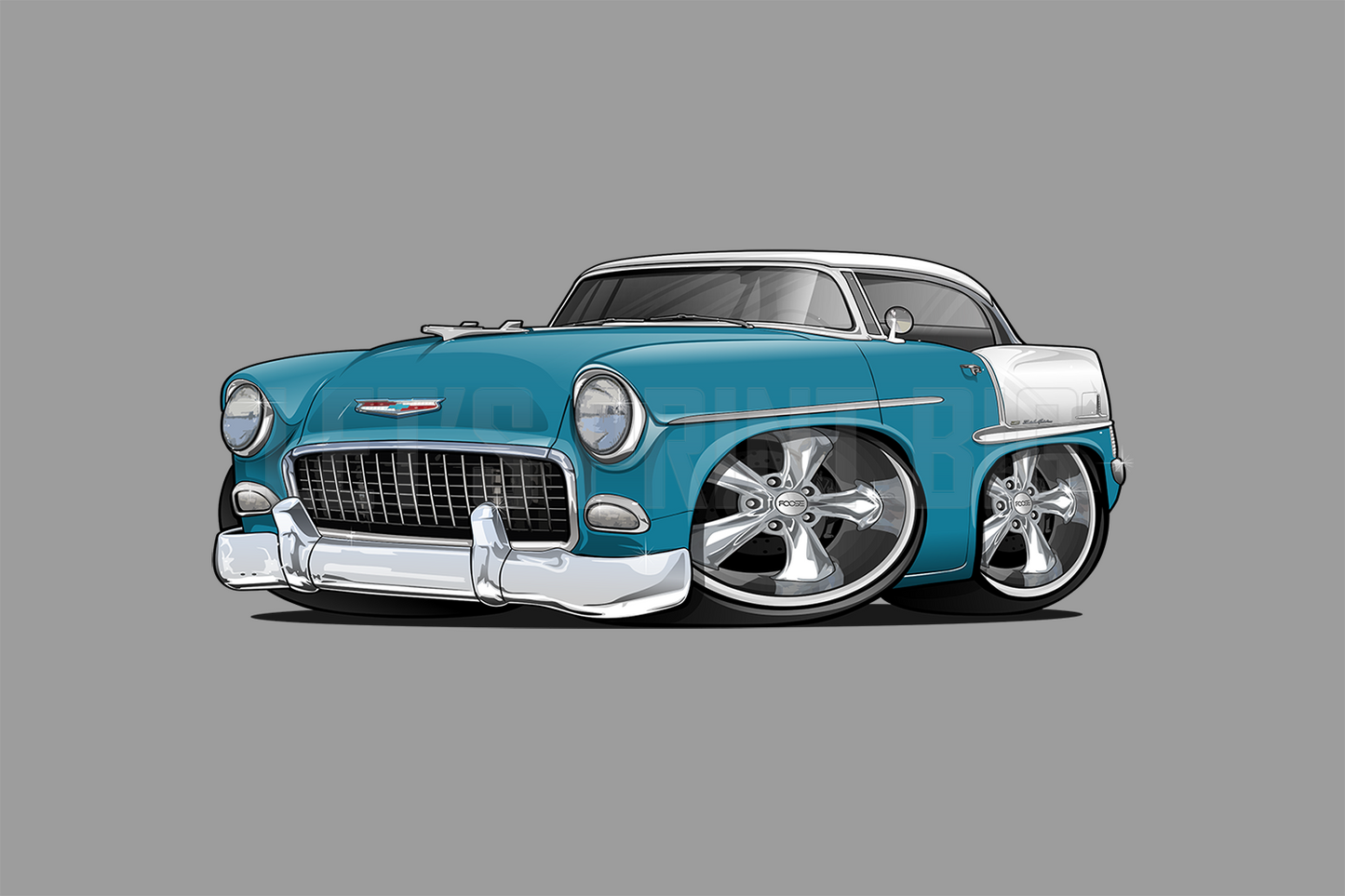 Car Art 1955 Two Tone Hot Rod Cartoon Wall Decal