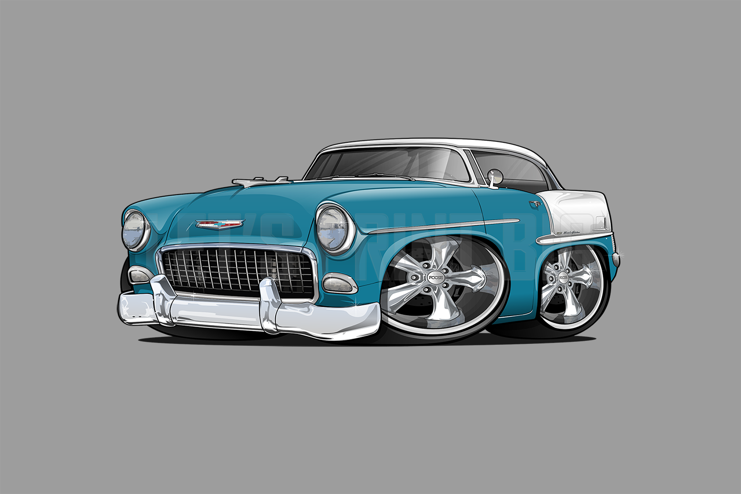 Car Art 1955 Two Tone Hot Rod Cartoon Wall Decal
