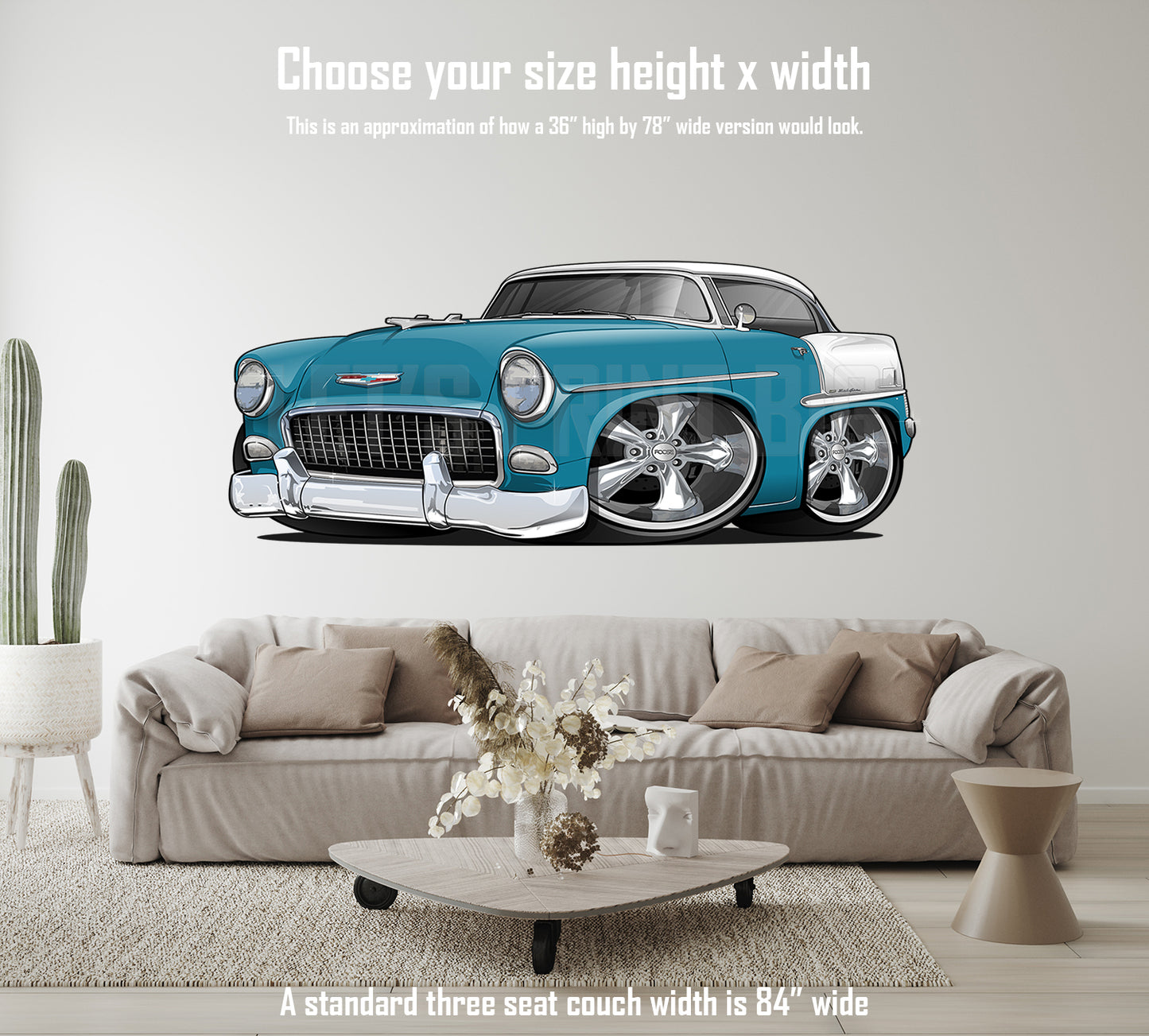 Car Art 1955 Two Tone Hot Rod Cartoon Wall Decal