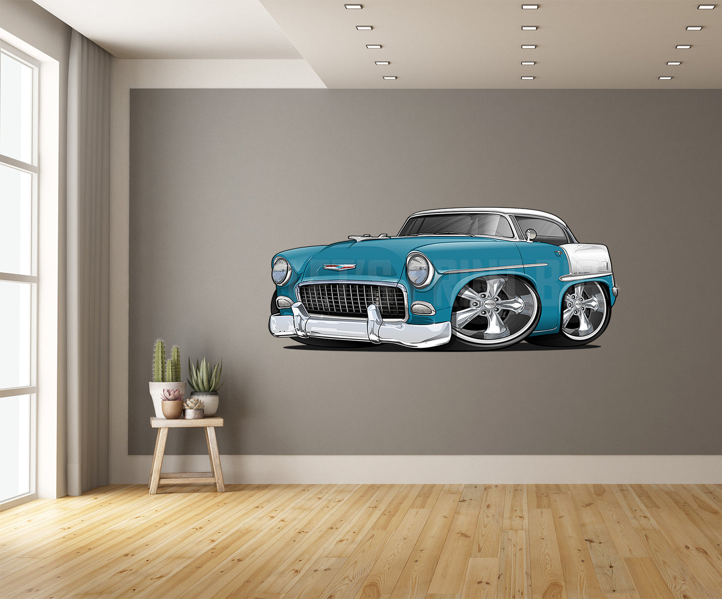 Car Art 1955 Two Tone Hot Rod Cartoon Wall Decal