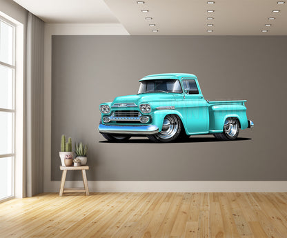 Car Art 1959 Apache Baby Blue Pickup Truck Wall Decal