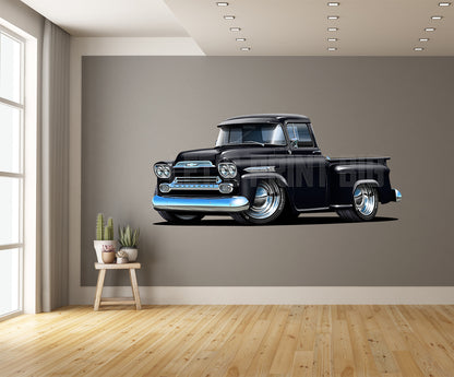 Car Art 1959 Apache Black Pickup Truck Wall Decal