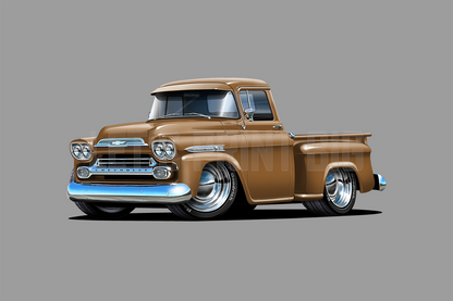 Car Art 1959 Apache Brown Pickup Truck Wall Decal