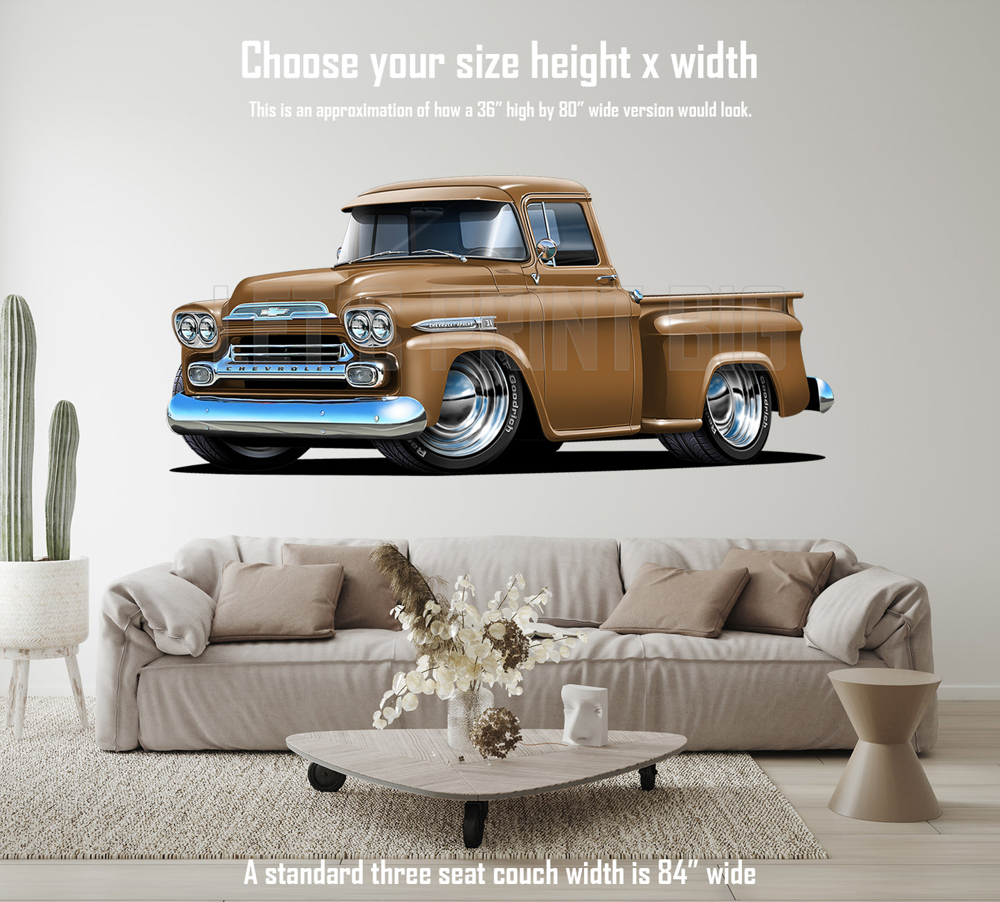 Car Art 1959 Apache Brown Pickup Truck Wall Decal