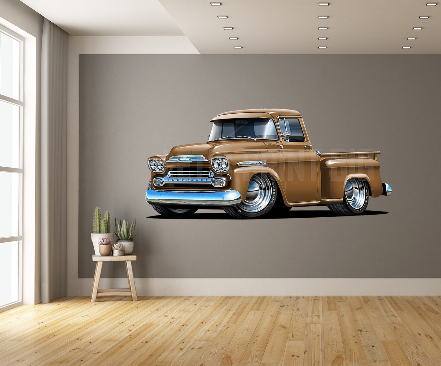 Car Art 1959 Apache Brown Pickup Truck Wall Decal