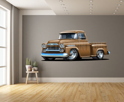 Car Art 1959 Apache Brown Pickup Truck Wall Decal