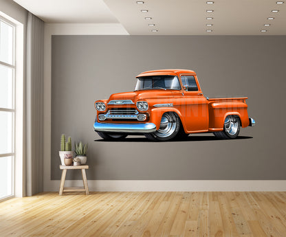 Car Art 1959 Apache Orange Pickup Truck Wall Decal
