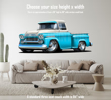 Car Art 1959 Apache Baby Blue and White Pickup Truck Wall Decal