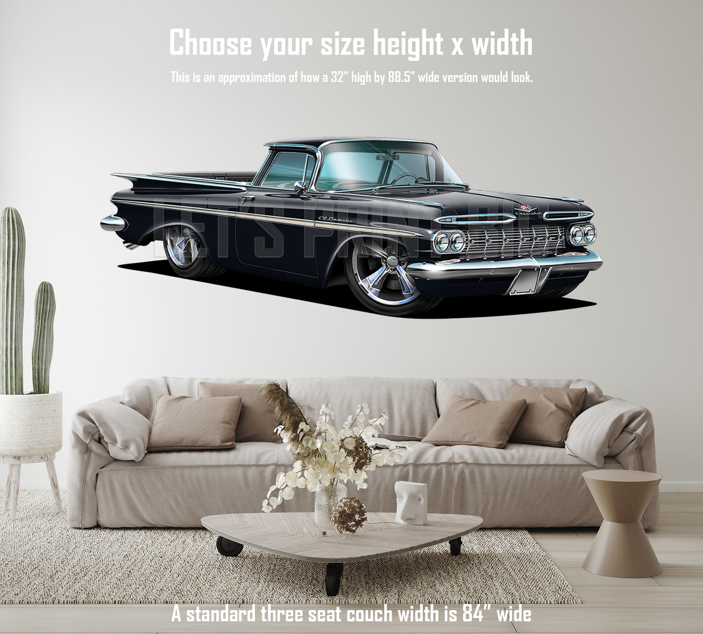 Car Art 1959 El Camino Hot Rod Cartoon Wall Decal