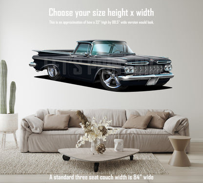 Car Art 1959 El Camino Hot Rod Cartoon Wall Decal
