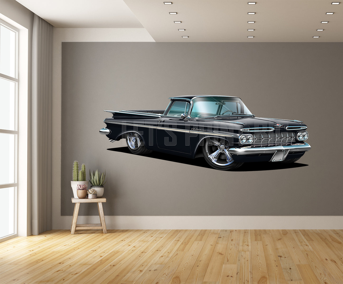 Car Art 1959 El Camino Hot Rod Cartoon Wall Decal