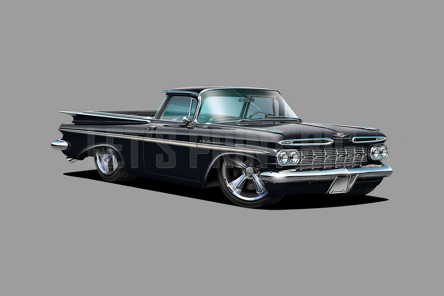 Car Art 1959 El Camino Hot Rod Cartoon Wall Decal
