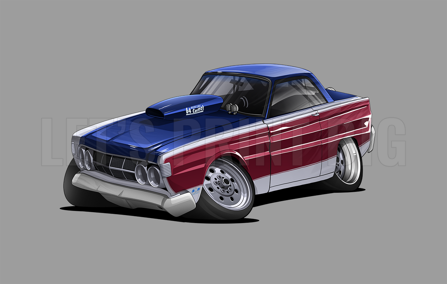 1964 Mercury Comet Cartoon A Car Art Wall Decal