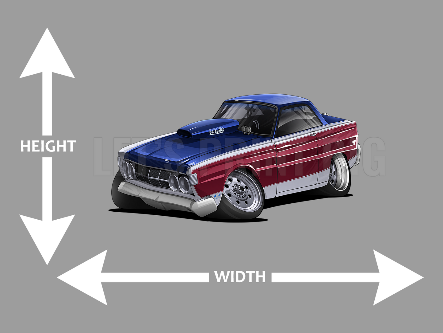 1964 Mercury Comet Cartoon A Car Art Wall Decal