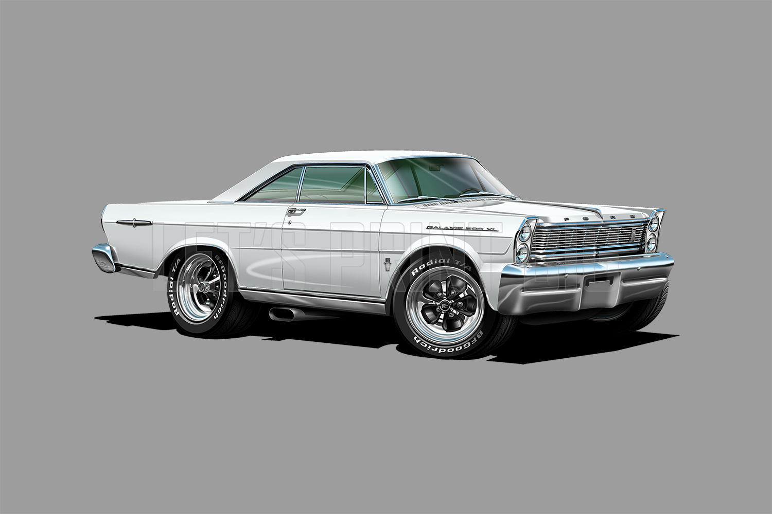 1965 Galaxie White car art Wall Decal