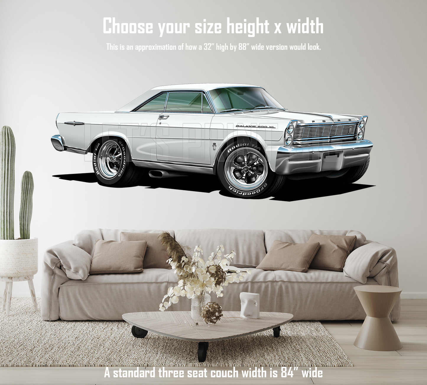 1965 Galaxie White car art Wall Decal