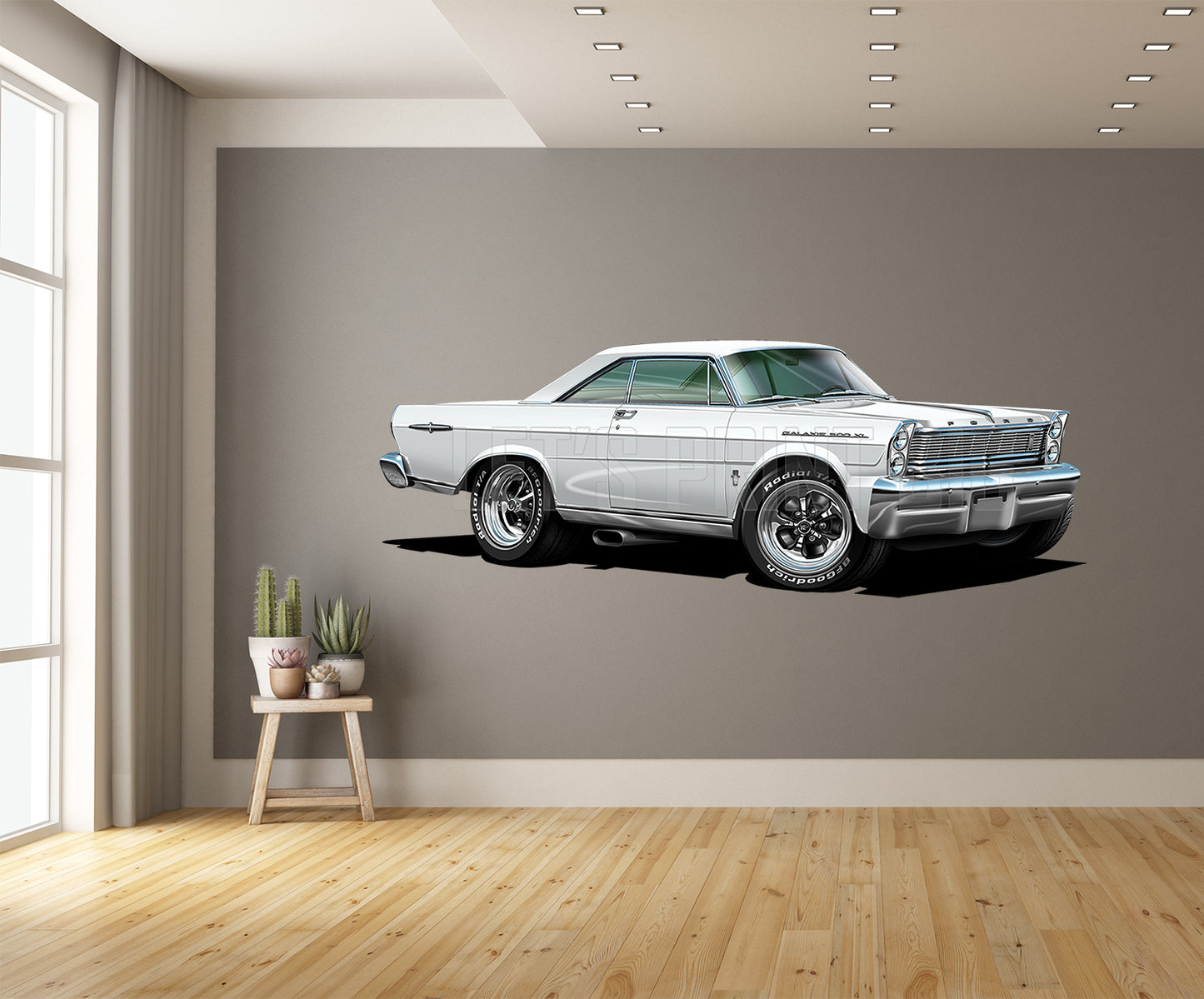 1965 Galaxie White car art Wall Decal
