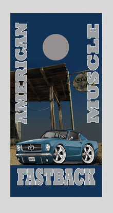 1965 Mustang Fastback American Muscle Cornhole Board Decal Wraps