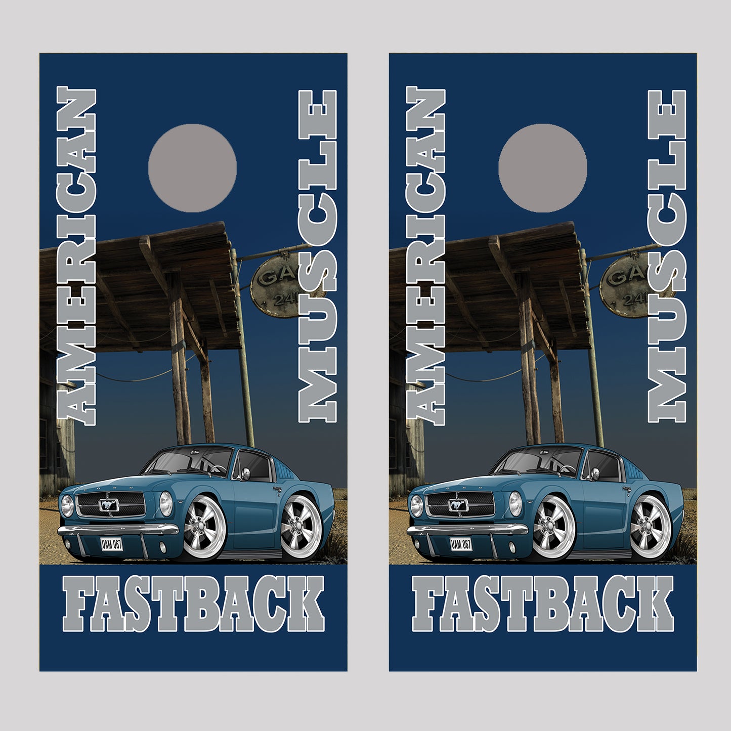1965 Mustang Fastback American Muscle Cornhole Board Decal Wraps