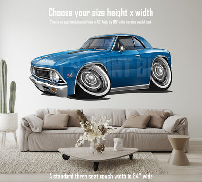 1966 Chevelle Muscle Car Cartoon Hot Rod Wall Art Decal