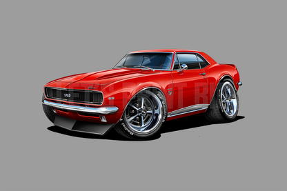 Car Art 1967 1st Generation Camaro SS Hot Rod Cartoon Wall Decal