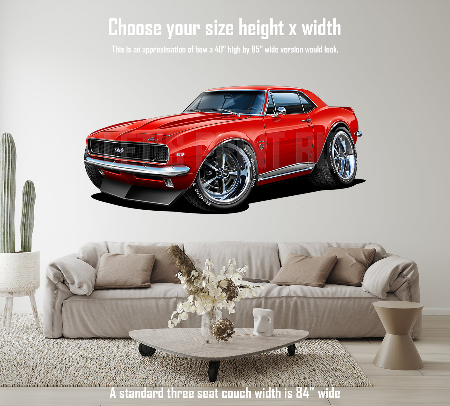 Car Art 1967 1st Generation Camaro SS Hot Rod Cartoon Wall Decal