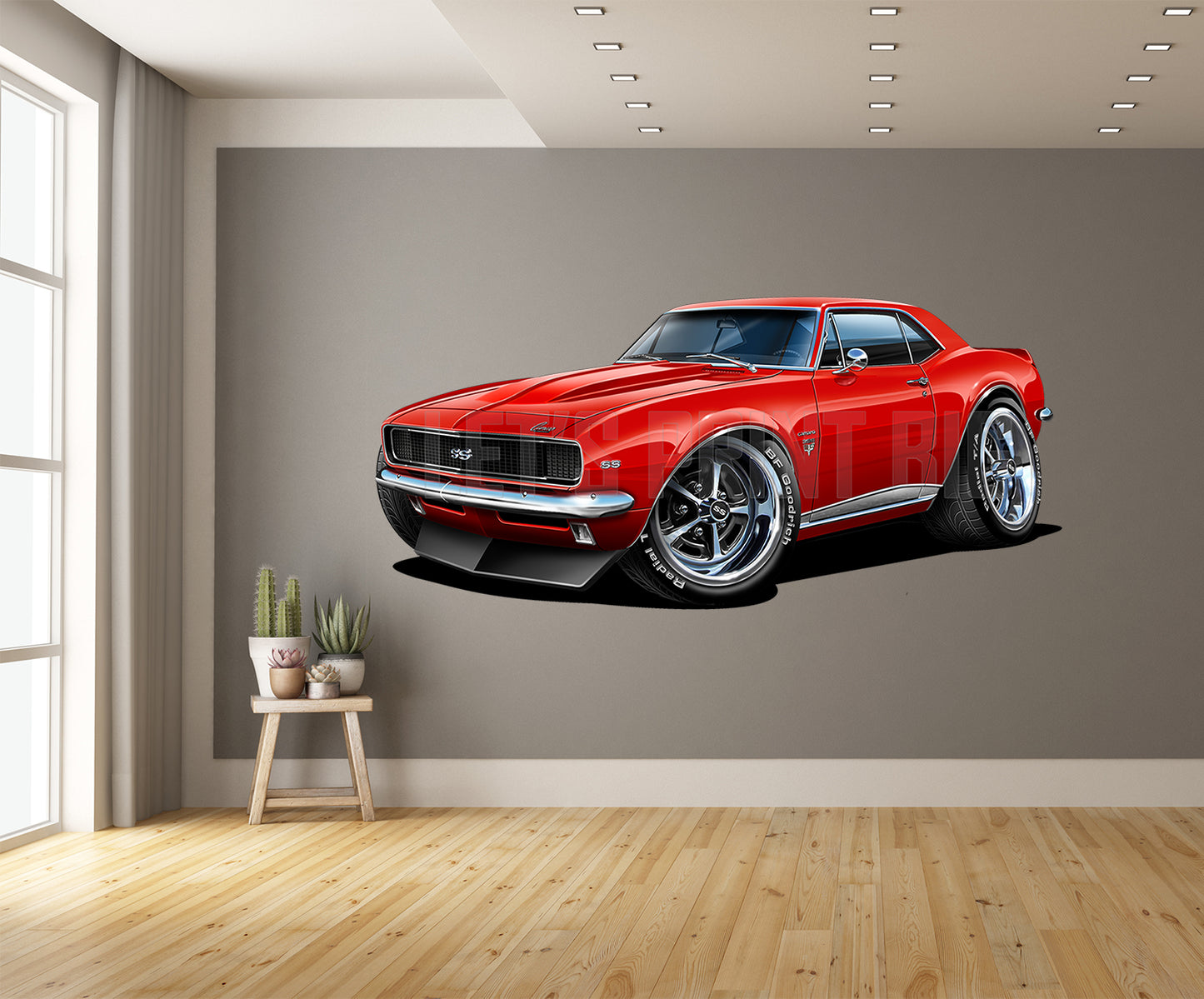 Car Art 1967 1st Generation Camaro SS Hot Rod Cartoon Wall Decal