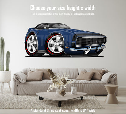 1968 Camaro RS Blue Wheel Style 2 Muscle Car Art Wall Decal