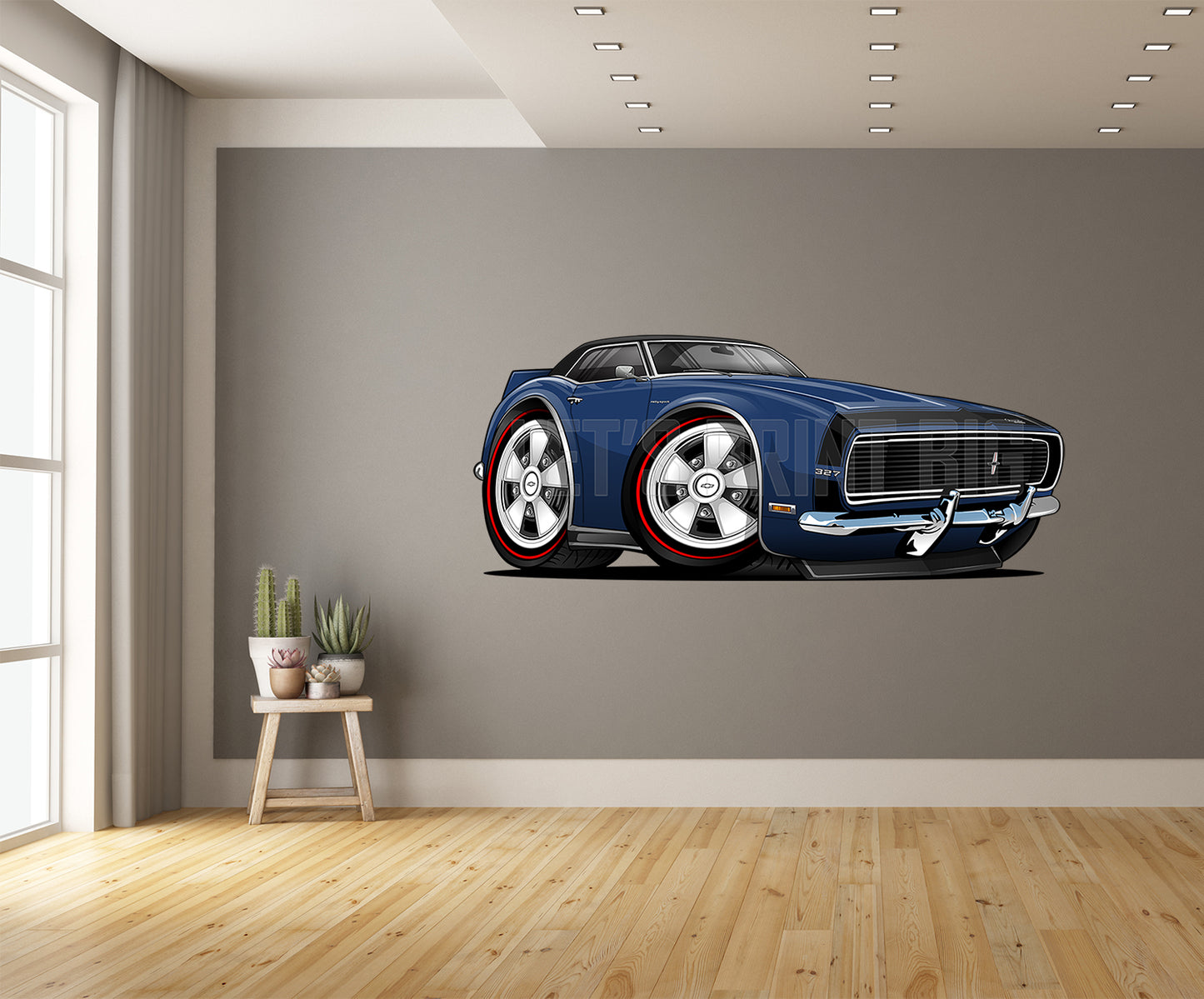 1968 Camaro RS Blue Wheel Style 2 Muscle Car Art Wall Decal