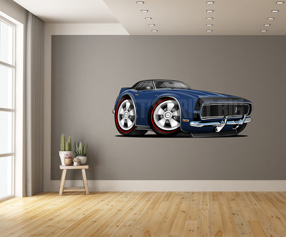 1968 Camaro RS Blue Wheel Style 2 Muscle Car Art Wall Decal