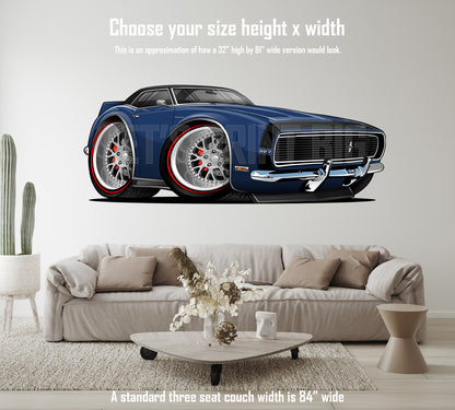 1968 Camaro RS Blue Muscle Car Art Wall Decal