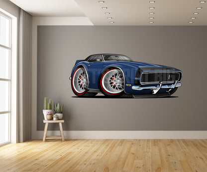 1968 Camaro RS Blue Muscle Car Art Wall Decal