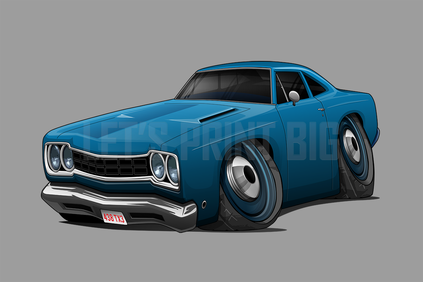 1968 Blue Plymouth Roadrunner Car Art Wall Decal