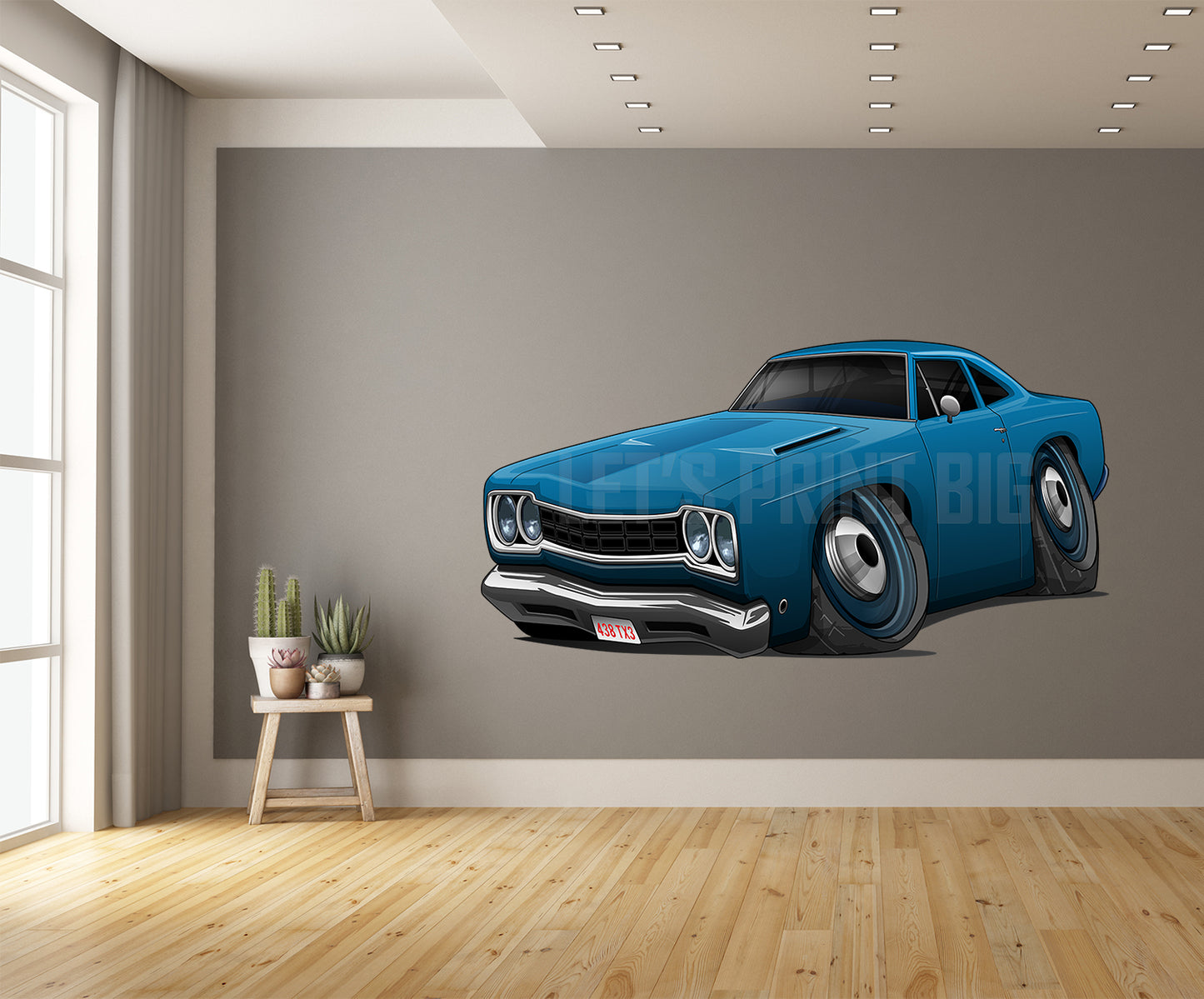 1968 Blue Plymouth Roadrunner Car Art Wall Decal