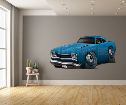 1968 Blue Plymouth Roadrunner Car Art Wall Decal