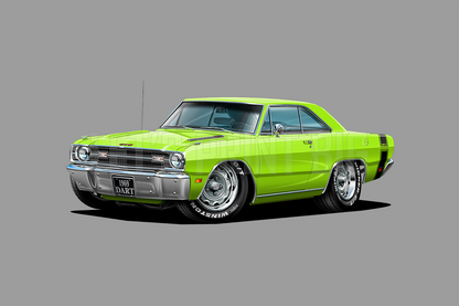 1969 Dart GTS Sublime Lime Muscle Car Wall Art Decal