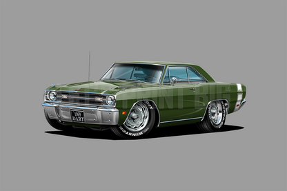 1969 Dart GTS Dark Green Muscle Car Wall Art Decal