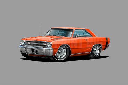 1969 Dart GTS Orange Muscle Car Wall Art Decal