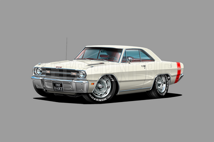 1969 Dart GTS White Muscle Car Wall Art Decal