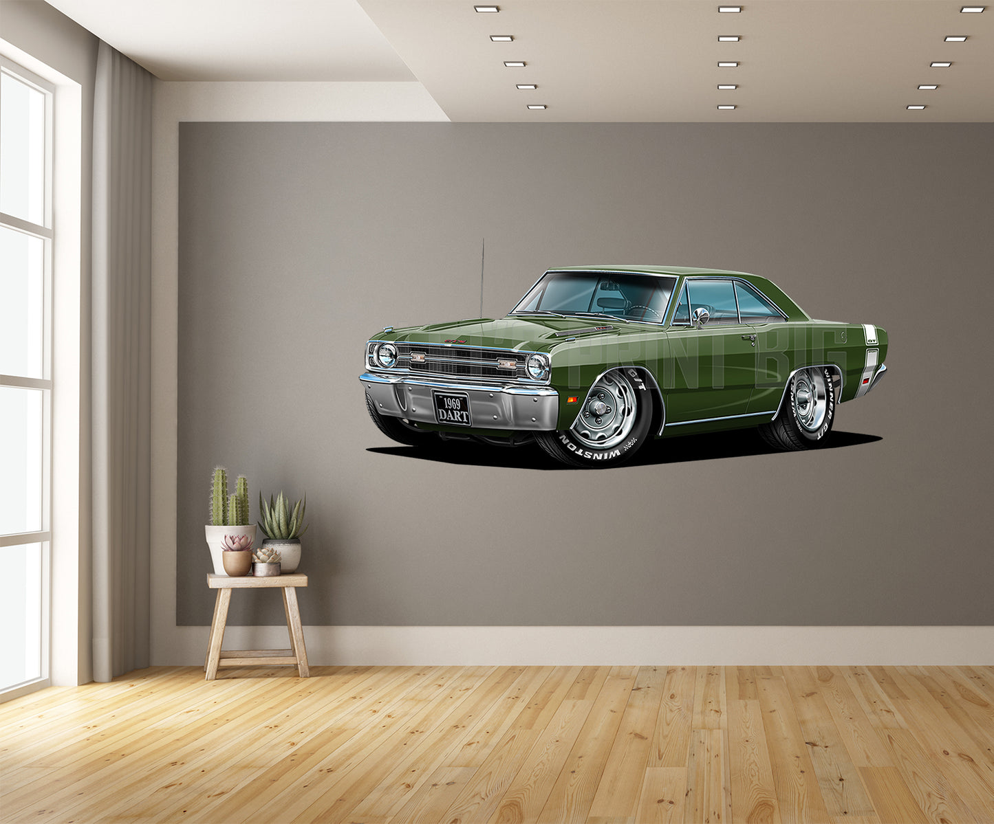 1969 Dart GTS Dark Green Muscle Car Wall Art Decal