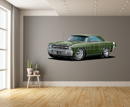 1969 Dart GTS Dark Green Muscle Car Wall Art Decal