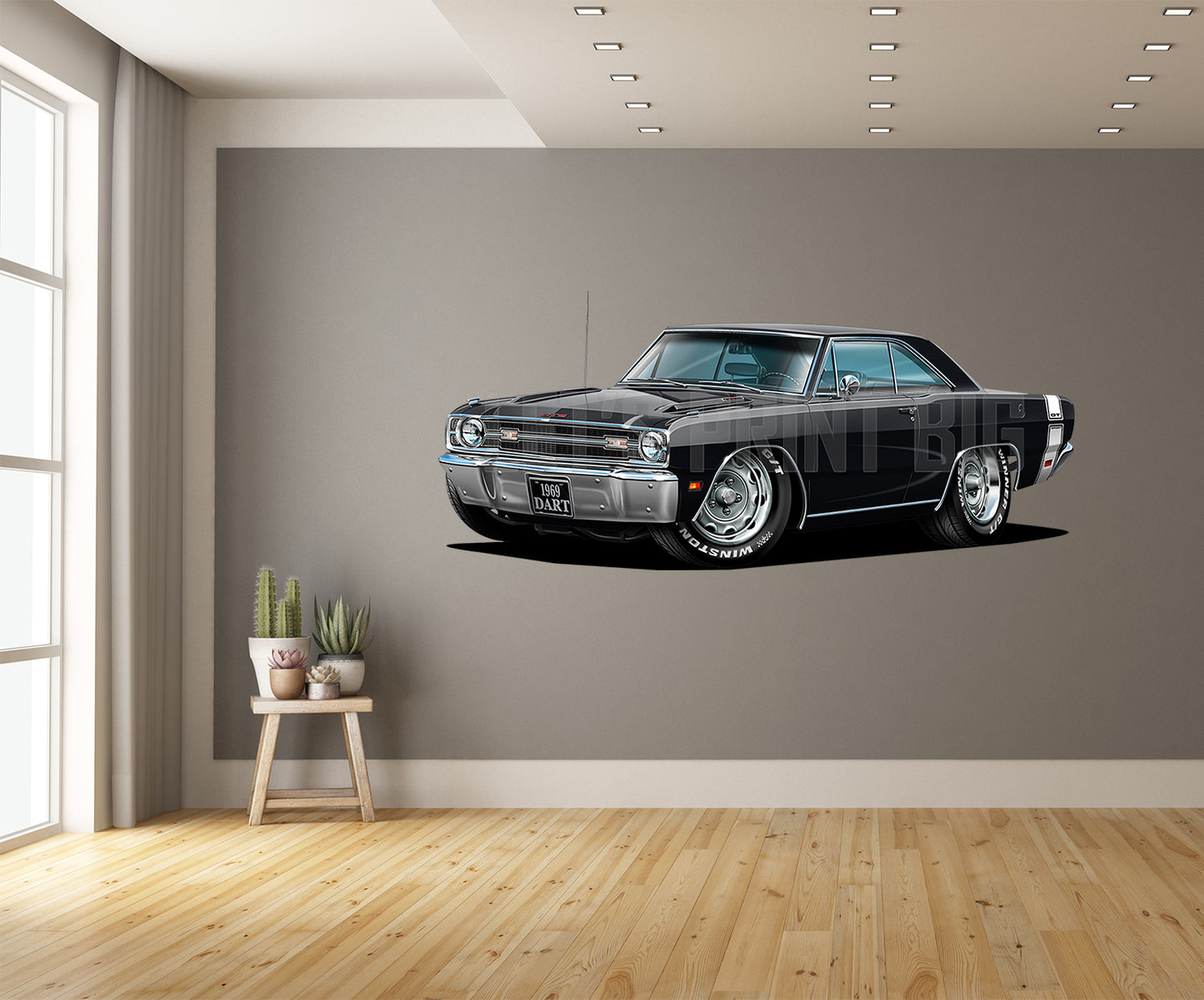 1969 Dart GTS Black Muscle Car Wall Art Decal